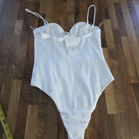 Zara Satin Bustier White Bodysuit Size Small NWT - Picture 8 of 12